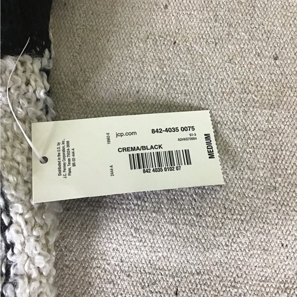 a.n.a. Women's Boho Chic Wool Blend Knit Open Duster Vest, Medium, Cream / Black - Picture 7 of 10